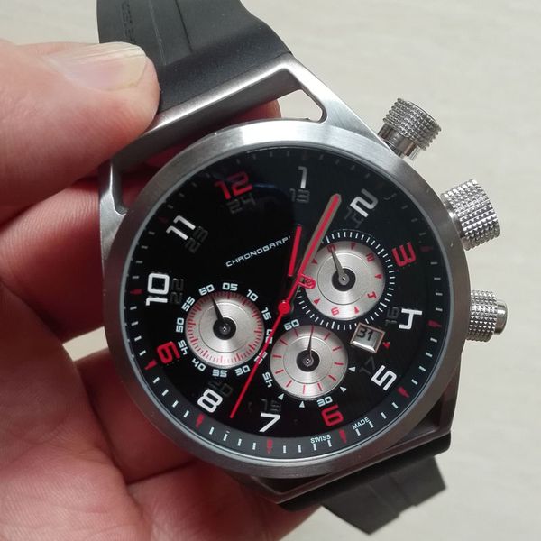 

New fashion watches men 48mm Big size man watch luxury design rubber strap sports chronograph watches quartz best gift for men