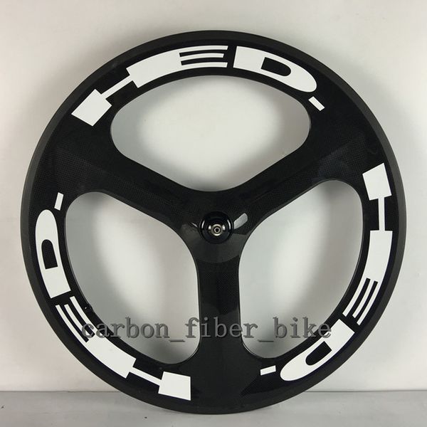 

t700c road bicycle front wheel 70mm tri spokes wheel 700c 3 spoke clincher carbon wheel 3k glossy white decal