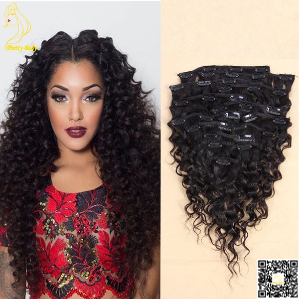Deep Wave Clip In Human Hair Extensions Malaysian Hair Weaves Clip