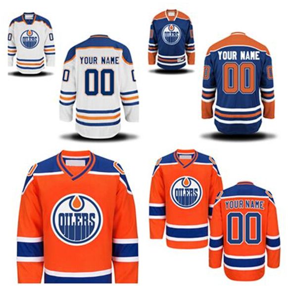 

personalized edmonton oliers custom hockey premier jerseys & stitched custom any name & number white orange blue jerseys, Black;red