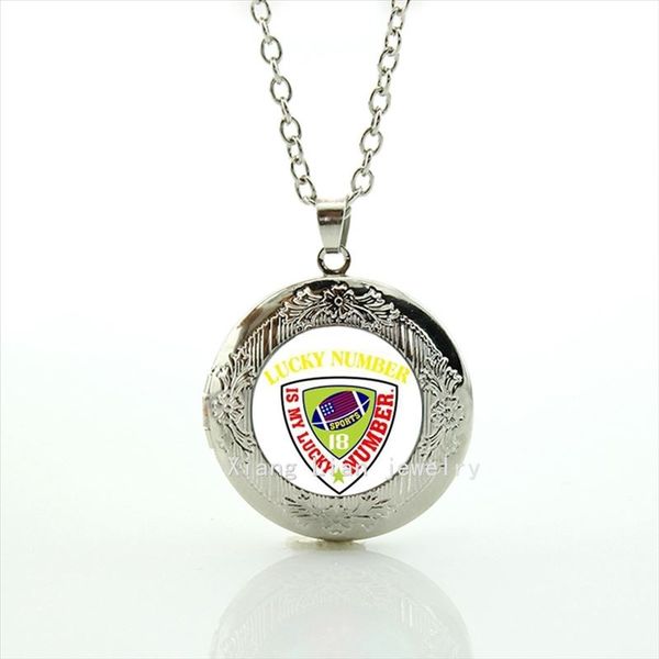 

Stylish body jewelry locket necklace 32 sport rugby football Lucky number accessory gift for sport fans and friends NF094
