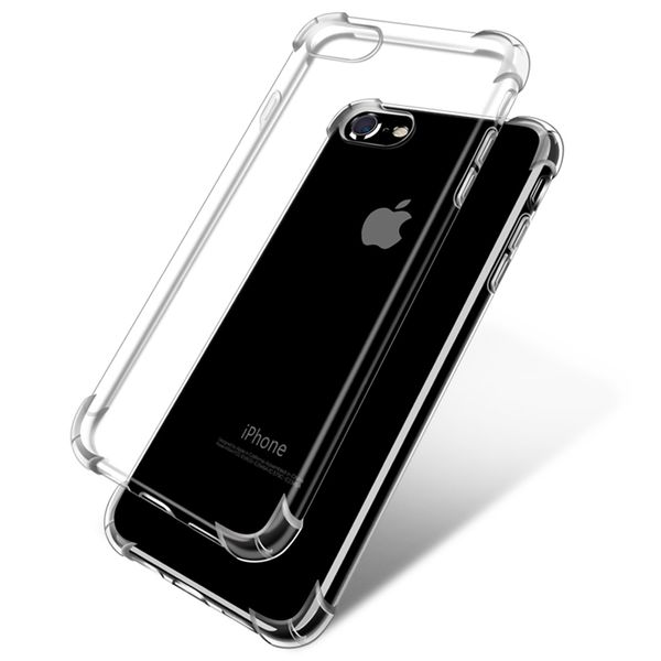 Para iphone x 8 7 6 6 s plus 5 5S se cristal claro absorção de choque flexível de silicone tpu case anti-scratch slim capa protetora