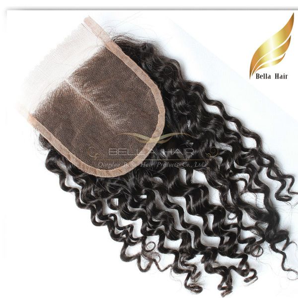 Chiusura in pizzo 1Raie Cheveux tissages Reine Cheveuxperuviens Vierges cheveux humaines Remy 4x4