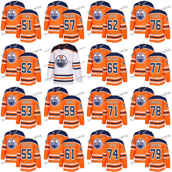 

Edmonton Oilers 76 Ben Betker Ethan Bear Kyle Platzer Eric Gryba Patrick Russell Brian Ferlin Ostap Safin Letestu 2018 Season Hockey Jerseys