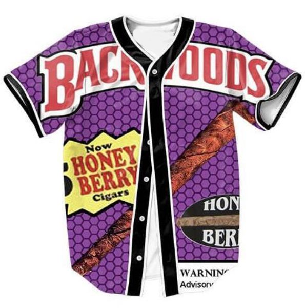 

wholesale- backwoods honey berry blunts jersey women/men fashion clothing 3d print shirt streetwear tops free shipping, White;black