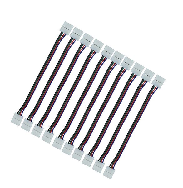 20 pièces/lot 10mm 4pin RGB led connecteur fil double jack fils pour connecter 5050 RGBw led bande aux bandes livraison gratuite D3.0