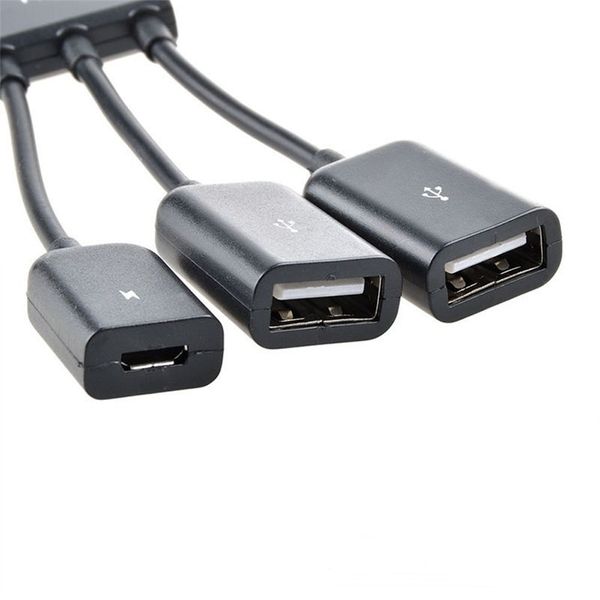 300 pçs / lote * 3 em 1 micro usb otg conector do cabo hub spliter 3 porta micro usb carregador de carregamento de energia para samsung google nexus