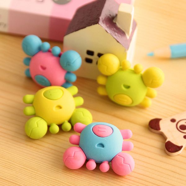

wholesale-1 pcs 3d kawaii crab cute korean stationery pencil eraser school office correction supplies erasers for kids student gift