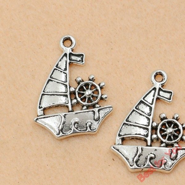 

40pcs tibetan silver plated boat charms pendants for jewelry making diy handmade 28x22mm jewelry making, Bronze;silver