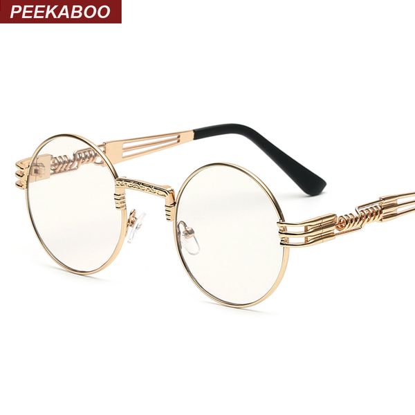 

wholesale-new clear fashion gold round frames eyeglasses for women small vintage steampunk round glasses frames for men male nerd metal, Silver