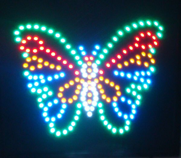 Segno lampeggiante LED Christmas Butterfly Large Size 45cm x 45cm Gratis