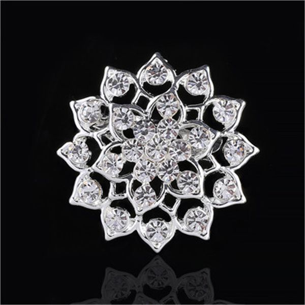 

new products charming jewelry bridal bouquet flower pattern pin rhinestone inlaid crystal women wedding brooches small size, Gray