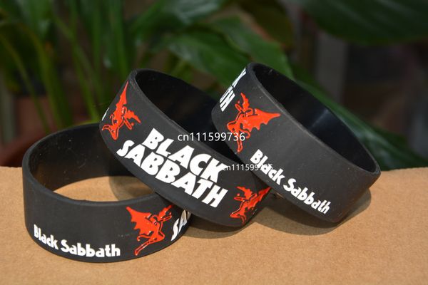 

25 шт. / лот черный SABBATH силиконовые заполнены в цвет Debossed браслет Браслет