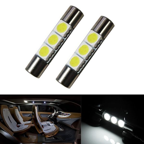 

10pcs car warn white 29mm 5050 smd 6641 3-led bulbs vanity mirror lights sun visor new