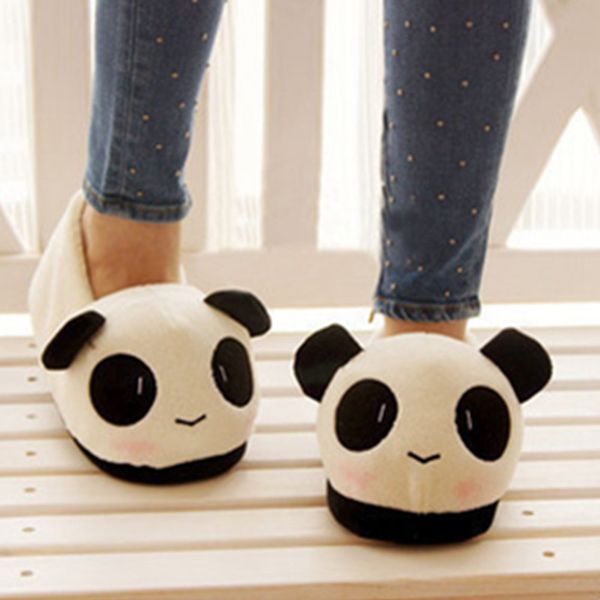 

south korea cotton mop koklvayuna w thick bottom panda lovers package genmian suede slippers home furnishing lovers shoes, Black