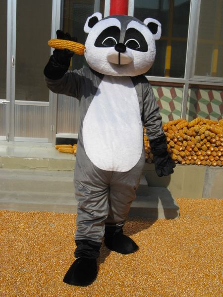 

grey raccoon mascot costume mascot cartoon character costume size ing, Red;yellow