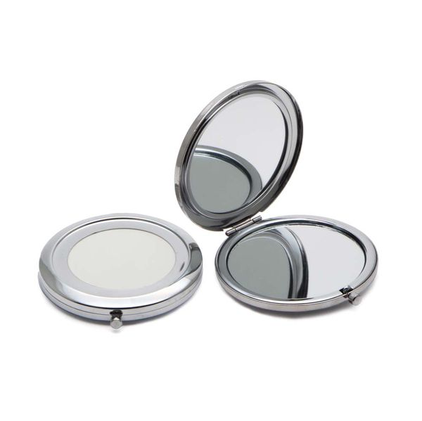 

compact mirror diy portable metal cosmetic mirror 2x magnifying silver color #18410-1 ing