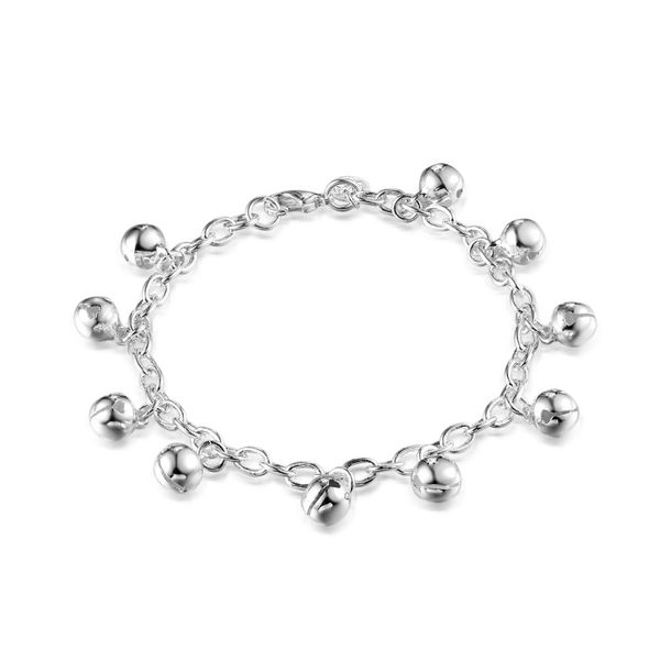 

женские стильные ювелирные изделия стерлингового серебра 925 ссылка цепи браслет 8 " с 10 колокола, Black