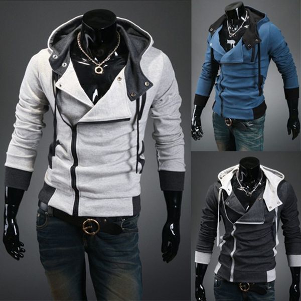 

fashion casual slim cardigan assassins creed hoodies men sweatshirt outerwear jackets plus size hoodie ing, Black
