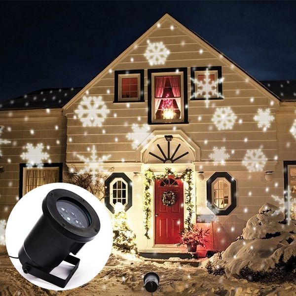 Luci a LED con effetto fiocco di neve Proiettore di luci natalizie per esterni Giardino esterno per le vacanze Decorazione per albero di Natale Illuminazione paesaggistica