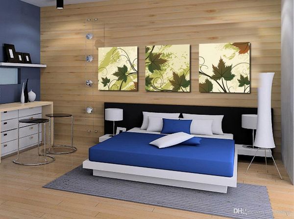 

modern beautiful green leaf fine floral painting giclee print on canvas home decor wall art set30167
