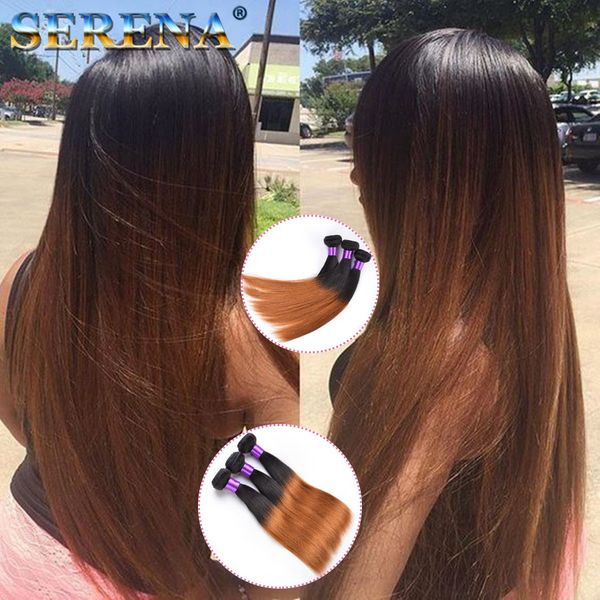 New Arrival Dark Root Color 1b 30 Honey Blonde Ombre Straight Hair Extensions Virgin Brazilian Two Tone Human Hair Weaving Weft Ombre Weave Double