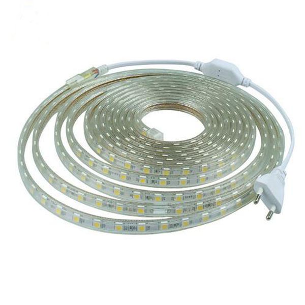 

220 В LED 5050 полосы с вилкой питания 60 Led / м IP67 водонепроницаемый открытый украшения дома строка освещения flexibe ленты