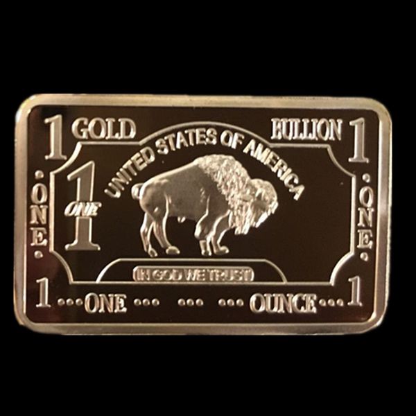 

5 шт. Новый штраф золото американский бык буйвол реальный позолоченный сувенир слитки бар монета желтый камень широкая жизнь животных бесплатная доставка