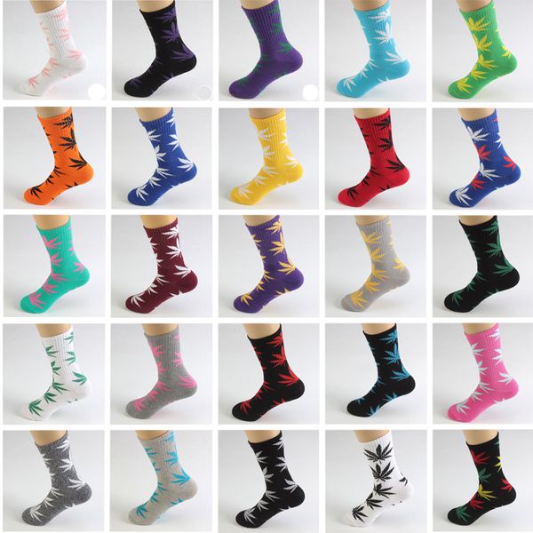 

50 цветов высокий экипаж скейтборд хип-хоп носки лист кленовые листья носки чулки хлопок унисекс plantlife носки 1 лот=2pc=1 пара, Black