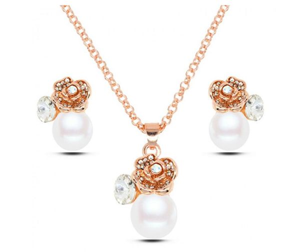 

высококачественный цветок жемчужина jewlery комплект мода марка ожерелье серьги 2016 новые ювелирные изделия сплава комплект ювелирных издел, Silver