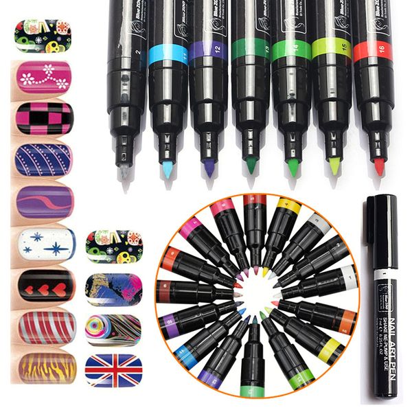 

16 color nail art pen 3d diy nail art decoration poli h painting dot drawing uv gel de ign beauty nail art tool 0603040