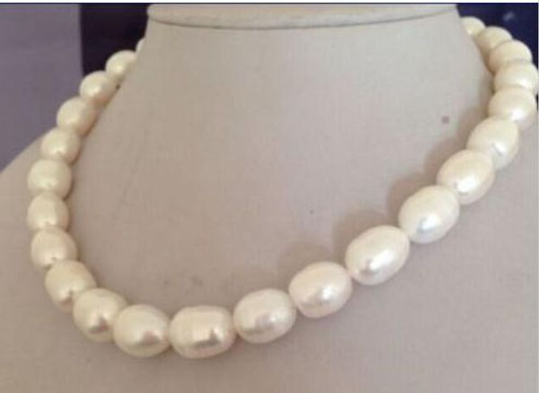

huge 11-13mm south sea natural white pearl necklace 20 inch 14k white gold clasp, Silver