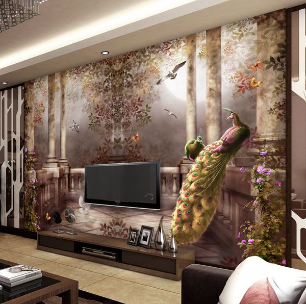 3d Wallpaper For Walls Peacock Garden Wall Mural Rococo Style Wallpaper Kid Bedroom Art Room Decor Tv Backdrop Wall Covering Photo Wallpaper