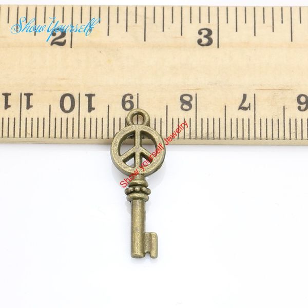 

античный серебряный бронзовый позолоченный знак мира ключ подвески подвески для ожерелье ювелирные изделия diy ручной работы ремесло 26x12mm, Bronze;silver