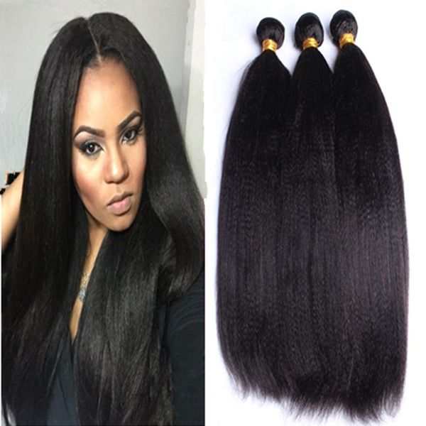 Brazilian Light Yaki Human Hair Weaves Soft Yaki Straight Virgin