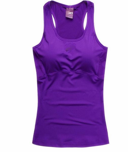 

wholesale-professional fitness tank women sport t shirt workout vest exercise clothes running jogging gym purple ing, White;red