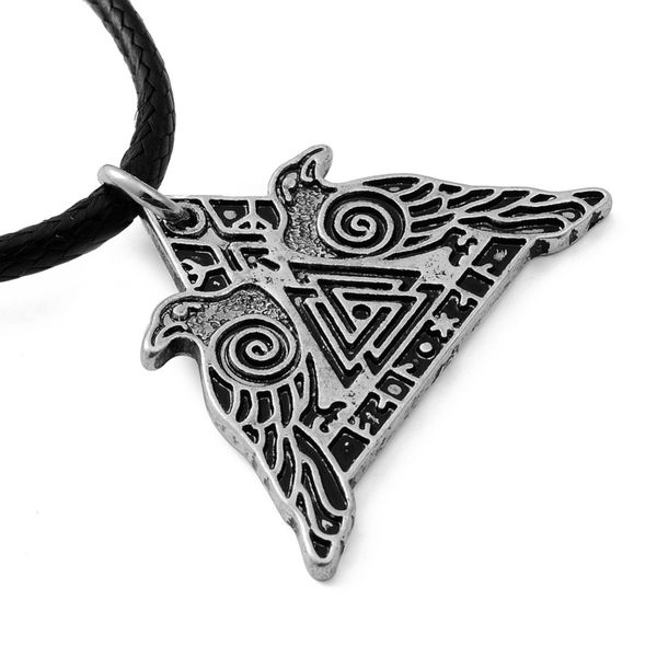 

punk Norse Viking Pendant Necklace Valknut Raven Warrior Pendant Necklace Valkyrie Odin's Huginn and Muninn Crow Jewelry hot sale