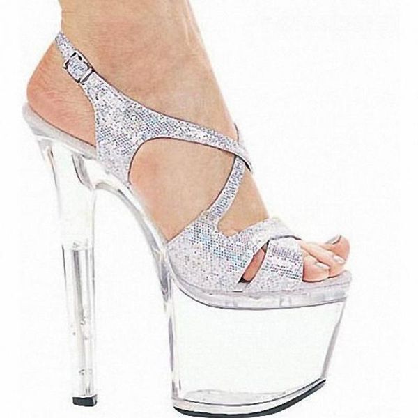 

customize colorful high-heeled shoes crystal sandals shoes 7 inch stiletto clear platforms silver glitter shoes d0214, Black