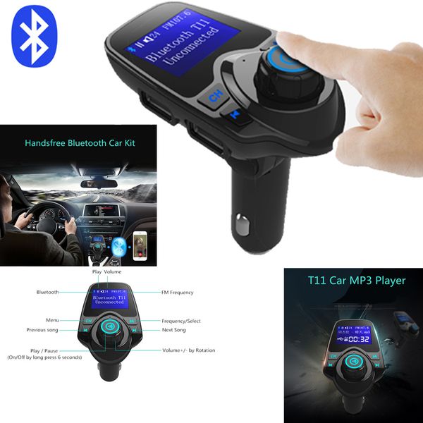 

T11 Bluetooth Hands-free Car Kit With USB Port Charger And FM Transmitter Support TF Card MP3 Music Player Also BC06 BC09 T10 X5 G7 Car Kit
