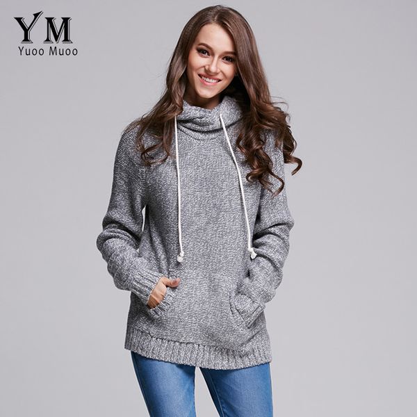 

wholesale- yuoomuoo brand design 2016 casual women sweater autumn and winter knitted pullover european fashion women gray, White;black