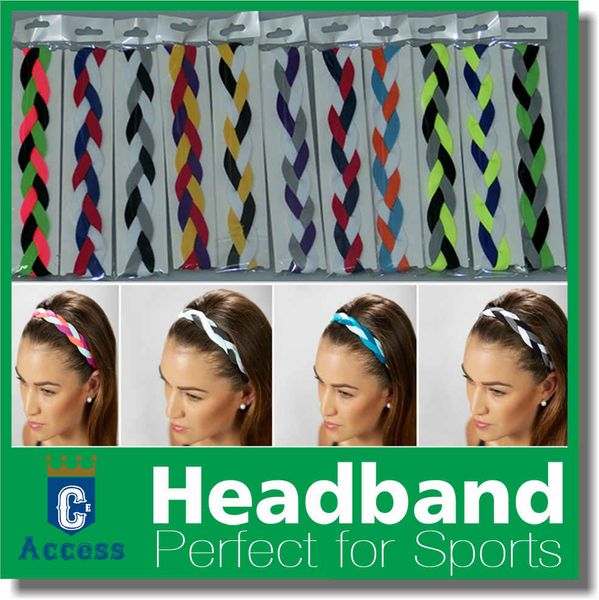 

new arrival braided non slip sports headband anti-glissement grip headbands keep your eyes on the prize, Silver
