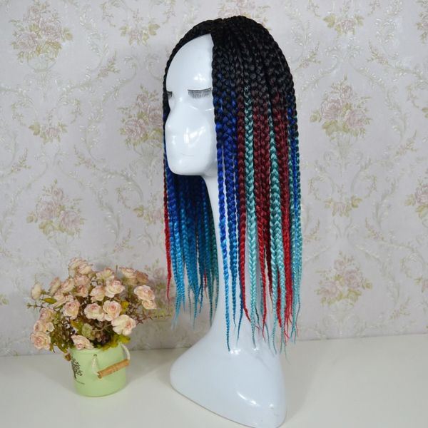 

sara afro twist braid rainbow ombre crochet braiding hair ress kanekalon hair pieces hairpiece handmade braids 50cm,20" 20roots/pack, Black