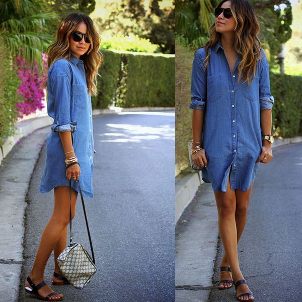 autumn winter jean dresses plus size women long sleeved denim dress jean dresses plus size