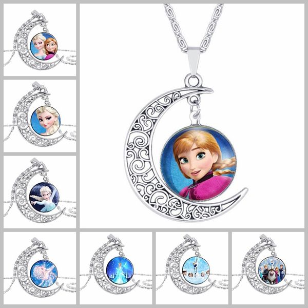 

necklaces & pendants fashion glass necklaces cabochon pendants brand jewelry for girl friend ship gift moon necklaces, Silver