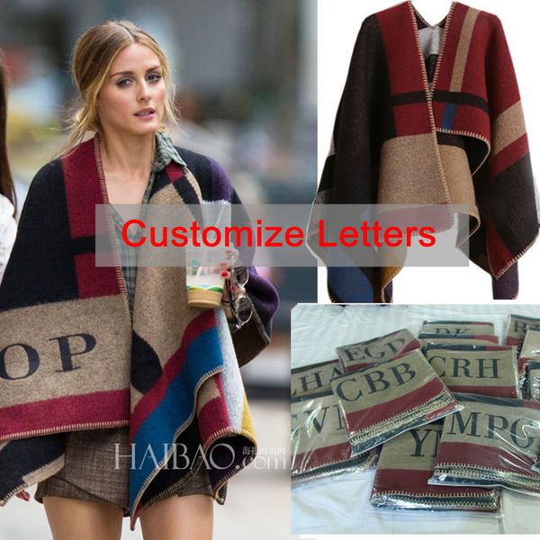 

wholesale- 2015 new fashion sweater cardigan olivia palermo runway catwalk street snap knitted cardigan women plaid cape poncho shawl lady, White;black