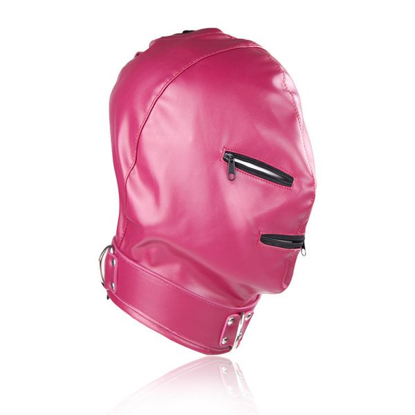 

for zipper toys games tease fetish cosplay with cap hood bondage pu mask leather couples party tkqbm
