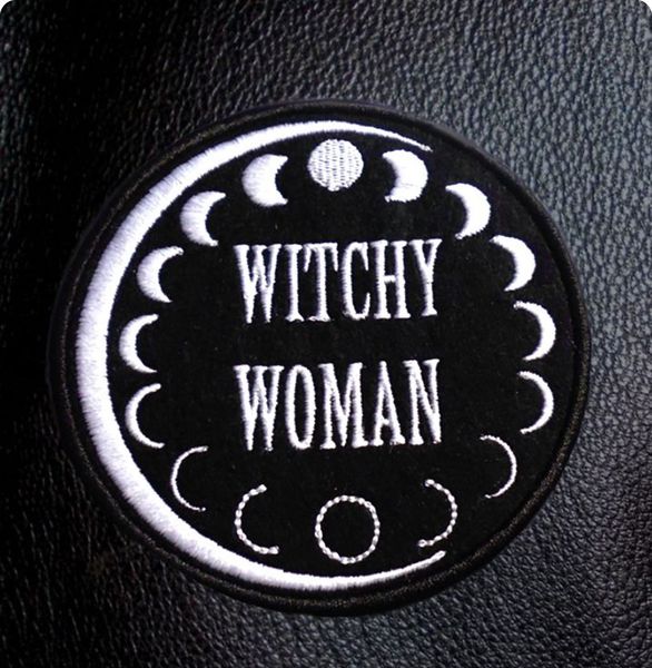 WITCHY WOMAN Самая крутая вышивка Lady Patch Iron On Patch Rock Punk Label SOCIETY Moon's Change Badge Hats Shirts Emblem Wholesale Free Ship