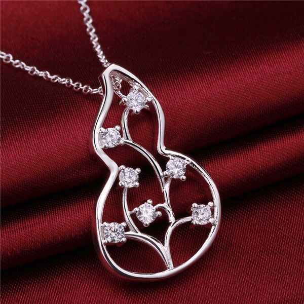 

gift plant sterling silver plated jewelry necklace for women dn628,wedding 925 silver pendant necklaces with chain