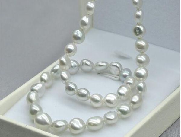 

real fine pearls jewelry 14k baroque 11-13mm australian south seas white pearl necklace 18inch, Black