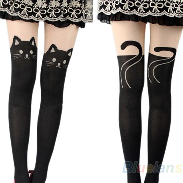 

wholesale-women cat tail gipsy mock knee high hosiery pantyhose panty hose tattoo tights selling 0jq5 7r3h, Black;white
